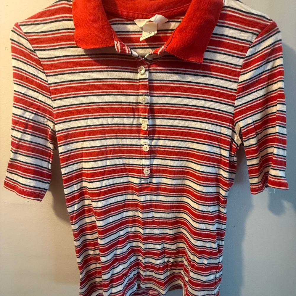 H&M Red and White Striped Women’s  Button Down Shirt
